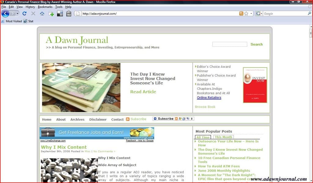 Canada's Personal Finance Blog - A Dawn Journal