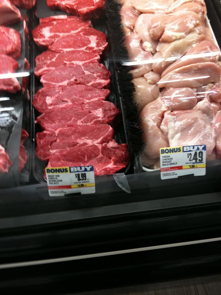 Grocery Shopping - coupon shopping at the butcher counter at Albertsons